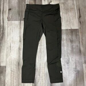 Lululemon Athletic Pace Rival MR Crop Yoga Pants Dark Olive Women’s Size 4